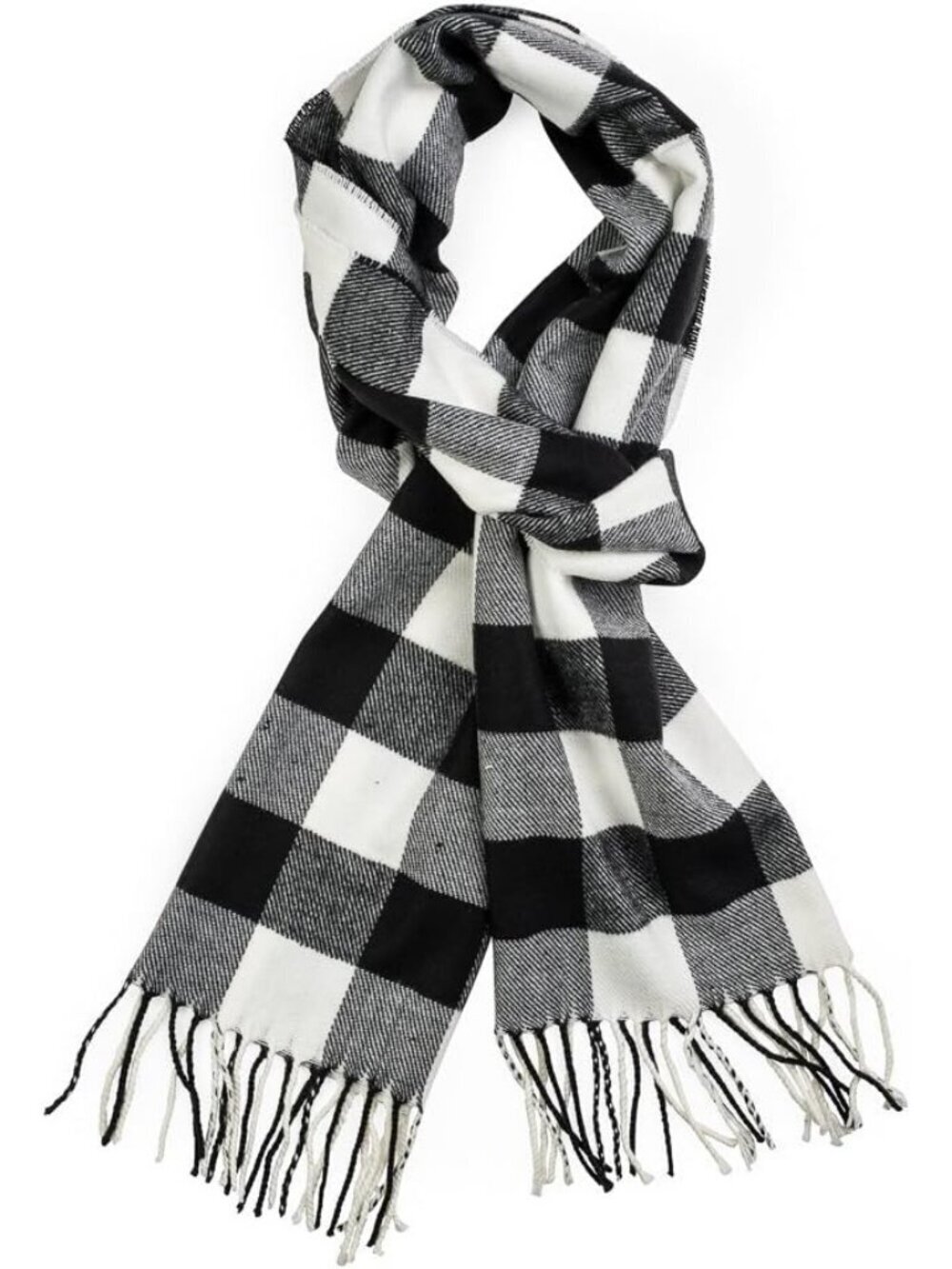 Unisex Black-white Buffalo Check Feather Super Soft Luxurious Cashmere Scarf